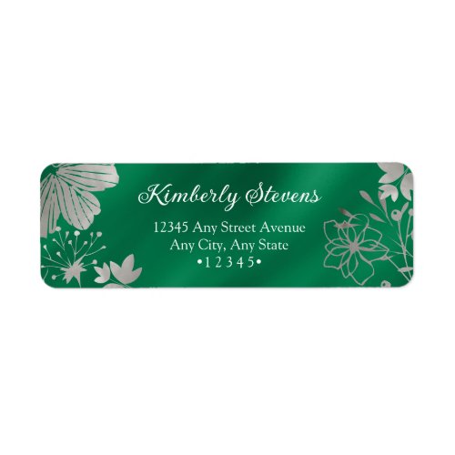Emerald Green  Silver Floral  Label