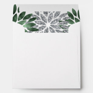 Emerald Green Silver Glitter Christmas Square Envelope