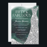 Emerald Green & Silver Gown 50th Birthday Party Invitation<br><div class="desc">Emerald Green & Silver Gown 50th Birthday Party Invitation

Variations to the invitation and matching items in our store</div>