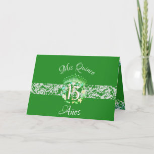 Emerald Green Silver Quinceanera Celebration Invitation