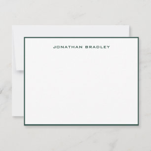 Emerald Green Simple Border All Caps Full Name Note Card
