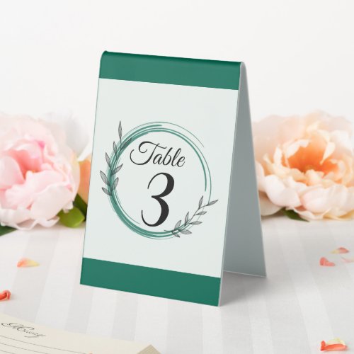 Emerald Green Simple Botanical Table Number Table Tent Sign