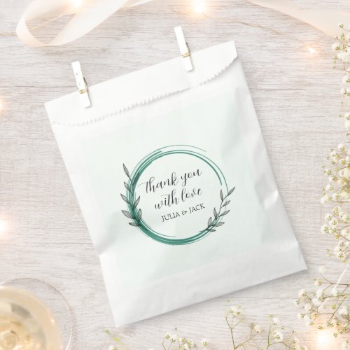 Emerald Green Simple Botanical Wedding Favor Bag