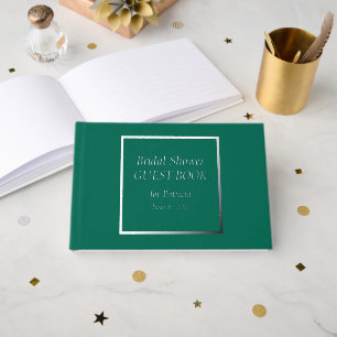 Emerald Green Simple Bridal Shower Foil Guest Book