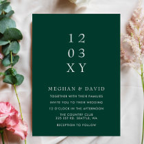 Emerald Green Simple Elegant Modern Wedding Invitation