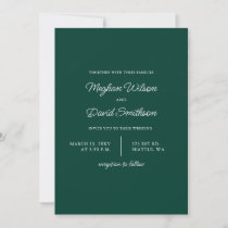 Emerald Green Simple Elegant Modern Wedding  Invitation
