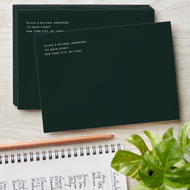 Emerald Green Simple Minimalist Colored Envelope (Stacked)
