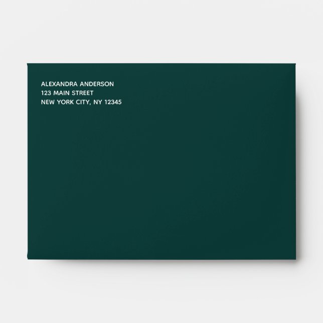 Emerald Green Simple Minimalist Colored Envelope (Front)