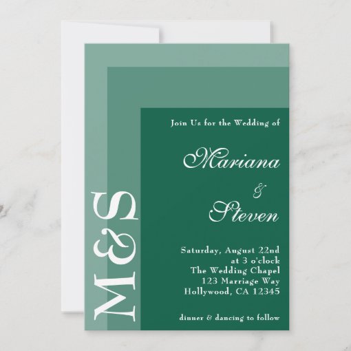 Emerald Green Simple Modern Chic Script Wedding In Invitation | Zazzle