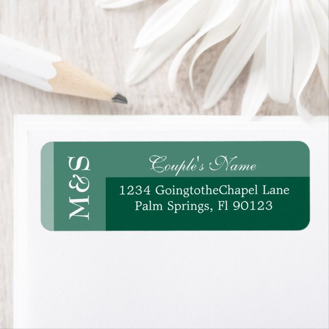 Emerald Green Simple Modern Chic Script Wedding Label (Insitu)