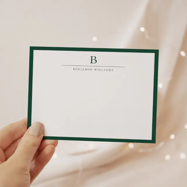 Emerald Green Simple Modern Stationery Classic Note Card | Zazzle