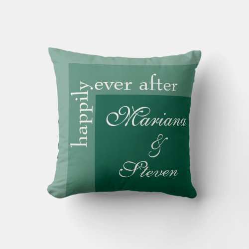 Emerald Green Simple Script Wedding Throw Pillow