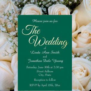 Emerald Green Simple Style Wedding Foil Invitation