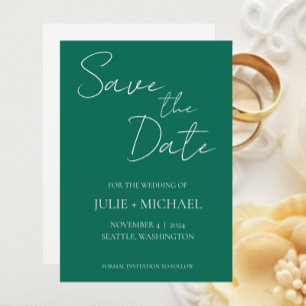 Emerald Green Simple Style Wedding Save The Date