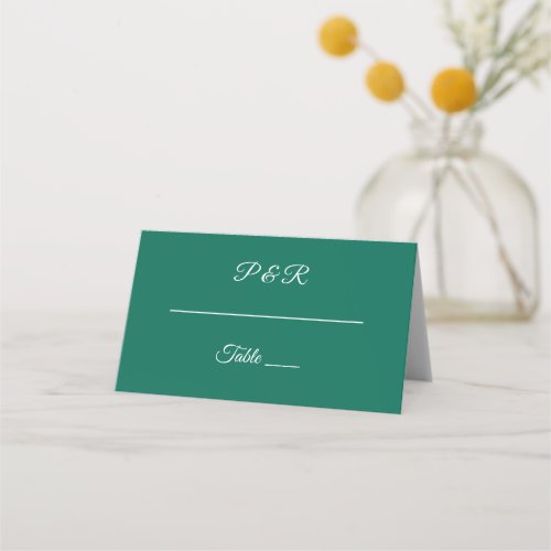 Emerald Green Simple Stylized Script Wedding Place Card