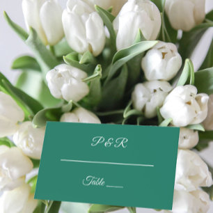 Emerald Green Simple Stylized Script Wedding Place Card