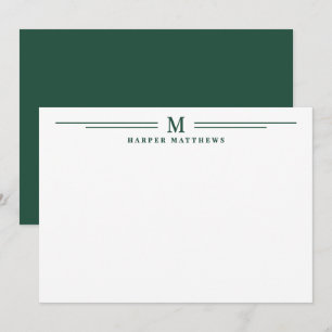 Emerald Green Simple Two Border Minimalist Note Card