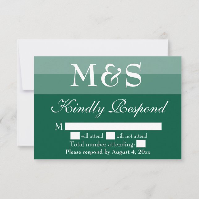 Emerald Green Simple Wedding RSVP Card (Front)