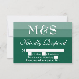 Emerald Green Simple Wedding RSVP Card