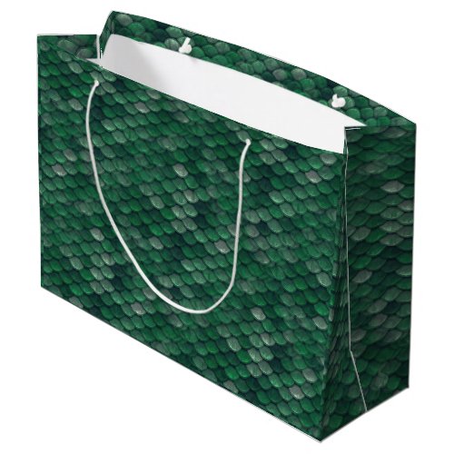 Emerald Green Snake SkinDinosaur Dragon Scale Large Gift Bag