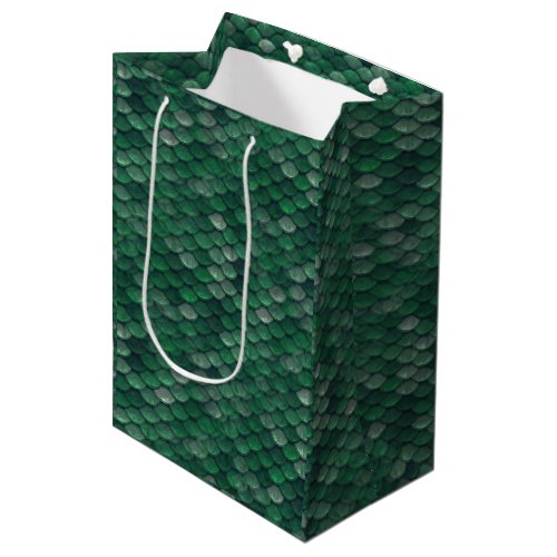 Emerald Green Snake SkinDinosaur Dragon Scale Medium Gift Bag