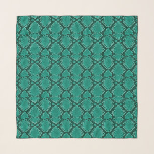 Emerald Green Snakeskin Print Animal Pattern Scarf