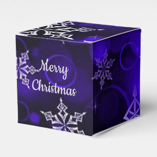 Emerald Green Snowflake Motif Cube Favor Boxes