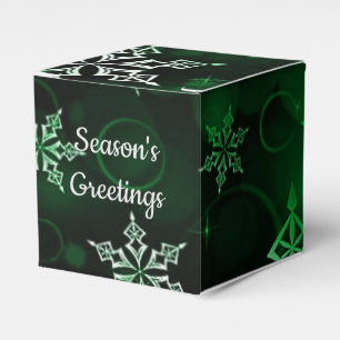 Emerald Green Snowflake Motif Cube Favor Boxes