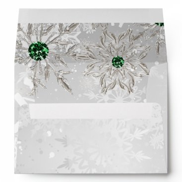 Emerald Green snowflakes Winter Wedding  Envelope