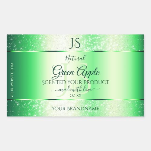 Emerald Green Soft Glitter Product Labels Monogram
