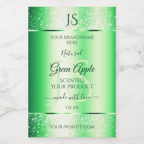 Emerald Green Soft Glitter Product Labels Monogram