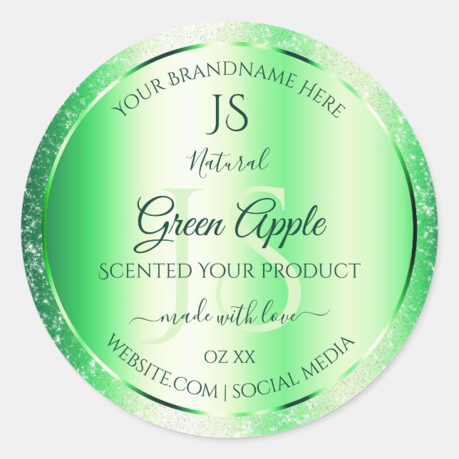 Emerald Green Soft Glitter Product Labels Monogram (Front)
