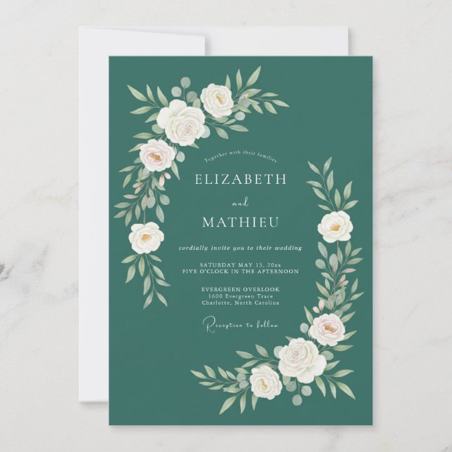 Emerald Green Sophisticated Forest Wedding Invitation (Front)