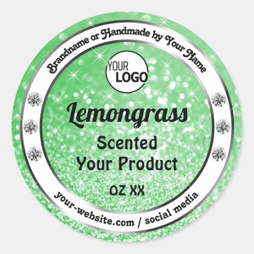 Emerald Green Sparkle Glitter Product Labels Logo