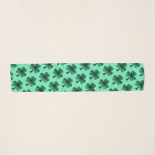 Emerald Green Sparkles Shamrock Clover pattern Scarf