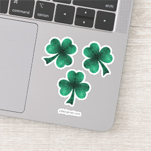 Emerald Green Sparkles Shamrock Clover St Pat Day Sticker
