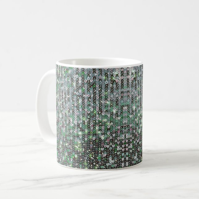 Emerald green sparkling glitter sequins coffee mug (Front Left)