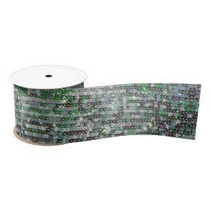 Emerald green sparkling glitter sequins satin ribbon