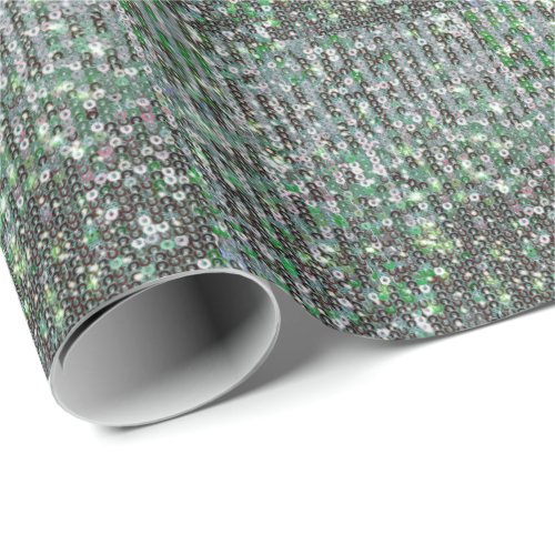 Emerald green sparkling glitter sequins wrapping paper