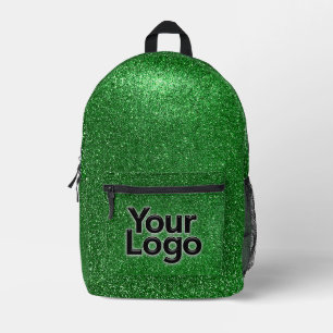 Emerald Green Sparkly Glitter Professional Logo Printed Backpack