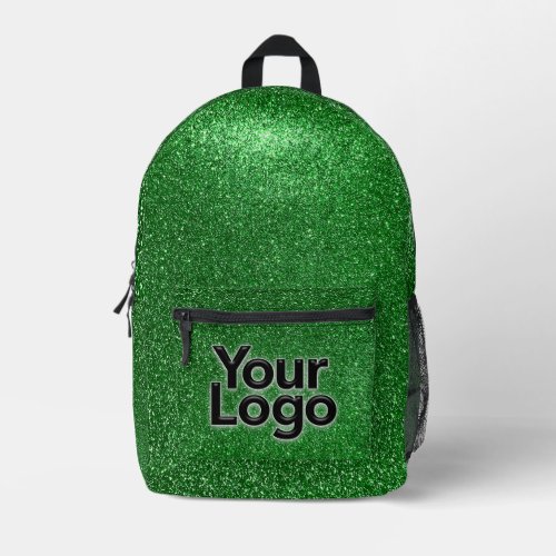 Emerald Green Sparkly Glitter Professional Logo  Printed Backpack