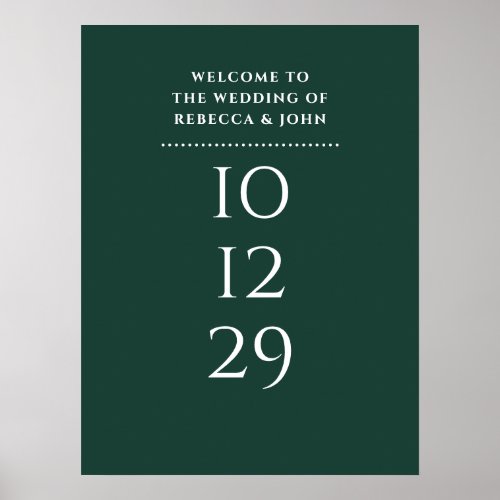 Emerald Green Special Date Wedding Welcome Sign