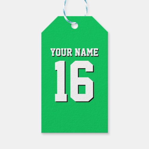 Emerald Green Sports Jersey Team Jersey Gift Tags