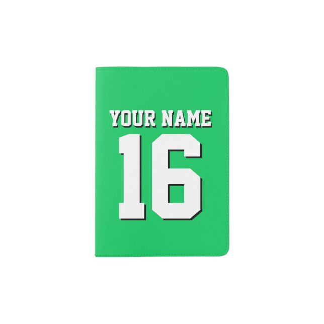 Emerald Green Sports Jersey Team Jersey Passport Holder (Front)
