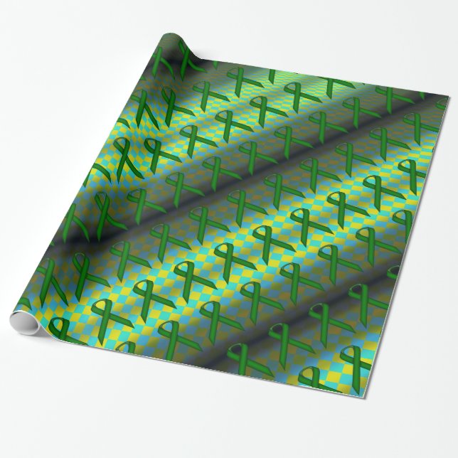 Emerald Green Standard Ribbon Pattern by K Yoncich Wrapping Paper (Unrolled)