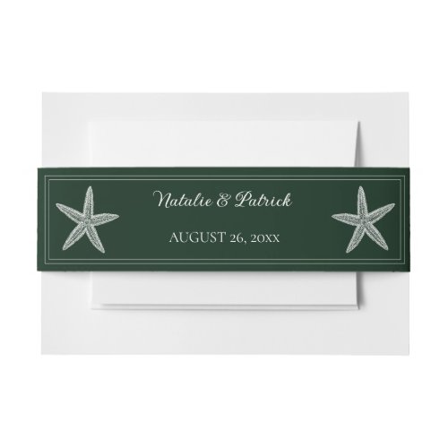 Emerald Green Starfish Invitation Belly Band