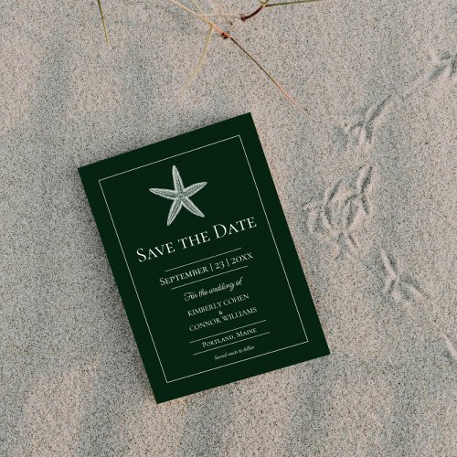 Emerald Green Starfish Monogram Photo Save The Date