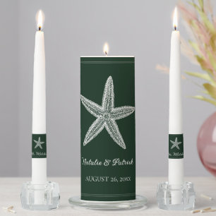 Emerald Green Starfish Unity Candle Set