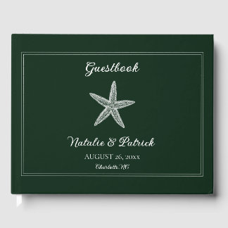 Emerald Green Starfish Wedding Guest Book