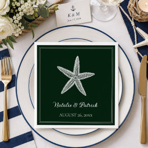 Emerald Green Starfish Wedding Napkins